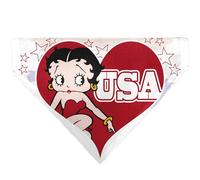 Betty Boop Pet Bandana Betty Boop USA Heart Pose and Stars White Red Slip On Collar Bandana Only
