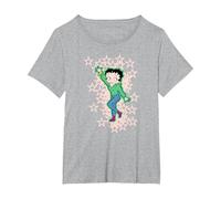 Betty Boop Pink Boots Light Pink Stars T-Shirt, Women's Plus, Heather Grey, 4X