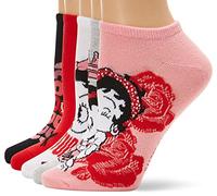 Betty Boop Women's Classic 5 Pack No Show Ankle Socks Casual, White Assorted, 8-10 UK (Pack of 5)