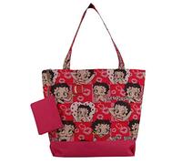 Betty Boop Women's Tote or Duffle Bag Fashion Shoulder or Crossbody Duffle Weekender Bag, Fuchsia Pink, L, Tote Bag
