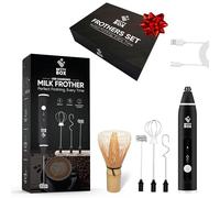 BETTY BOX Milk Frother Set - Electric Milk Frother Handheld and Bamboo Whisk for Matcha Tea - Rechargeable via USB - Frappe Maker - for Perfect Barista Results Making Coffee, Cappuccino or Latte Art