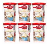 Betty Crocker Vanilla Buttercream Flavour Icing 400g x 6, Instant Ready to Use Frosting for Cakes Cupcakes Baking with Welari Thank You Card | (6pack)