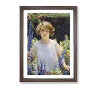 Betty Newell By Charles Curran Classic Painting Framed Print | A4 Walnut Framed Wall Art | Ready to Hang | Classic Historical Picture | Living Room Bedroom Lounge Office