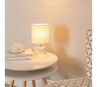 Betty Pair of Glass Table Lamsp with Fabric Lamp Shades and LED Bulbs ValueLights Natural One Size