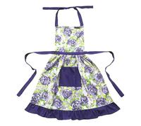 Betty Retro Style Frilly Apron in Vintage Rose Print (Purple Rose)
