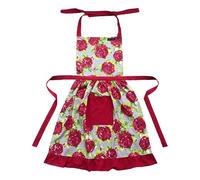 Betty Retro Style Frilly Apron in Vintage Rose Print (Red Rose)