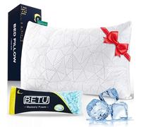BETU Cooling King Size Pillow, Shredded Memory Foam Cool Pillow for Hot Sleepers, Adjustable Firm Soft Support Bed Pillows Perfect for Back Neck Pain and Side Sleeping with Pillows Case Cover, White