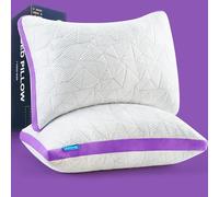 BETU Cooling King Size Pillows Set of 2, Shredded Memory Foam Cool Pillows for Hot Sleepers, Adjustable Firm Soft Support Bed Pillow Perfect for Back Neck Pain and Side Sleeping with Cover, Purple