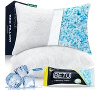 BETU Cooling King Size Pillows Set of 2, Shredded Memory Foam Cool Pillows for Hot Sleepers, Adjustable Firm Soft Support Bed Pillows Perfect for Back Neck Pain and Side Sleeping with Cover, White