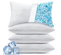 BETU Cooling King Size Pillows Set of 4,Shredded Memory Foam Bed Pillows for Sleeping,Adjustable Firm Cool Pillow for Neck Pain and Side Sleeper,White