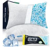 BETU Cooling Pillows Standard Size Set of 2, Shredded Memory Foam Standard Pillows Set of 2 for Hot Sleepers, Adjustable Firm Soft Support Pillow for Side, Back, Stomach Sleeping, White