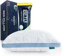 BETU Cooling Standard Pillow, Shredded Memory Foam Cool Pillow for Hot Sleepers, Adjustable Firm Soft Support Bed Pillows Perfect for Back Neck Pain and Side Sleeping with Pillows Case Cover, Blue