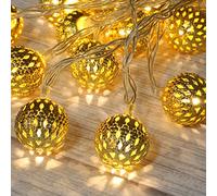 Betus 10Ft 20 LED Moroccan globe LED Fairy String Lights - Battery Powered Party Hanging Waterproof Lights Decor for Christmas, Garden, Porch, Patio, Indoor & Wedding (Warm White)