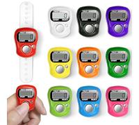 Betus Digital Finger Tally Counter 10 Pack - Adjustable LED Display Click Counter with Finger Strap - Colorful Handheld Counters for Knitting, Sports, Prayers, School, Events, Training