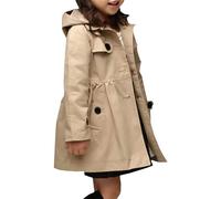 Betusline Girl's Single Breasted Trench Coat Dress Coat Outerwear, 2-14 Years, Khaki, 11-12 Years