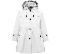 Betusline Girl's Single Breasted Trench Coat Dress Outerwear, 2-14 Years, 1# White, 6-7 years