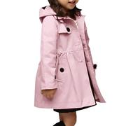 Betusline Little Girls Single Breasted Trench Coat Dress Outerwear, 3-10 Years - Pink - 6-7 Years