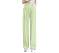 Betusline Women's Half Elastic Waist Straight Leg Trousers Office Dress Pants, X-Small - X-Large, 1#mint Green, XS