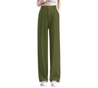 Betusline Women's Wide Leg Pants Business Casual Straight Office Trousers for Women, X-Small-3X-Large, Olive Green, Large