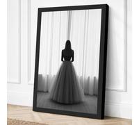Between Curtains Minimalist Canvas Wall Art Print 24x16 Inch (61 x 41 cm)