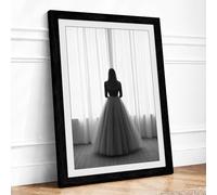 Between Curtains Minimalist Framed Wall Art Print A4 (29.7×21cm) Black, Wall Decor for Living Room, Bedroom, Office & Home, Ready to Hang, Art Gift
