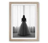 Between Curtains Minimalist Framed Wall Art Print A4 (29.7×21cm) Oak, Wall Decor for Living Room, Bedroom, Office & Home, Ready to Hang, Art Gift