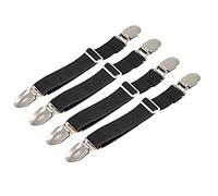 BetyBedy 4Pcs Adjustable Bed Sheet Fasteners Suspenders, Elastic Sheet Band Straps Clips, Cover Grippers Suspenders Holder for Mattress Pad Cover, Sofa Cushion (Black)