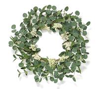 Betylifoy Artificial Eucalyptus Wreath for Front Door Spring Summer Door Wreath with Berries 20 Inch Large Green Wreath Artificial Door Wreaths Decoration for Wall Window Porch Farmhouse