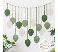 Betylifoy Macrame Wall Hanging Large Macrame Leaves Tapestry Wall Hanging Decoration Boho Wall Hanging Decor for Nursery Bedroom Living Room Home Decor, 28 X 51 Inch (Green)
