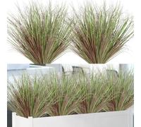 Betylifoy Outdoor Artificial Plants 12PCS Faux Plants Shrubs Fake Plant Artificial Wheat Grass Plant Artificial Greenery Stems for Indoor Outdoor Window Box Garden Decor, 20IN (12, Purple)