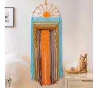 Betylifoy Sunset Macrame Wall Hanging Decor Boho Woven Tapestry Sunrise Dream Catcher with Colorful Tassel Sun Macrame Tapestries Wall Art Decor for Bedroom Nursery Living Room (Sunshine)