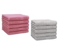 Betz Pack of 10 Guest Towels PREMIUM 100% Cotton 30x50 cm (old rose & silver grey)