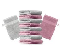 Betz Pack of 10 Wash Glove Mitts PREMIUM 100% Cotton 16x21 cm (old rose & silver grey)