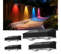 Beuaati Solar Lights Outdoor Garden [4 Pack], 9 RGB Color Changing Modes, IP65 Waterproof, Super Bright LED Wall Solar Lights for Fence, Balcony, Patio, Garden Decoration & Steps