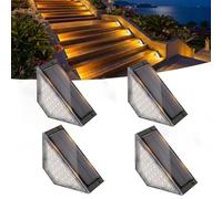 Beuaati Solar Lights Outdoor Garden,4 Pack Solar Step Lights with 24 LEDs, IP65 Waterproof, LED Garden Lights Suitable for Yard Decoration, Patios, Fences, Paths, Steps and Stairs