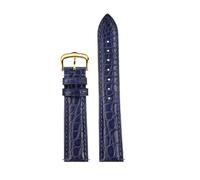 BEUAOCK 16 17 18 19 20 21 22mm Black Blue Brown Crocodile Watch Strap Compatible With CARTIER CLÉ DE Bracelet Leather Watchband(Blue gold pin,16mm width)