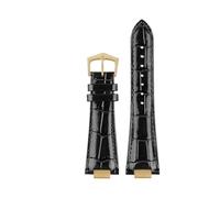 BEUAOCK 25X13mm Notch Leather Watch Strap + Connector Compatible With Patek Philippe Nautilus 5711 5726 5712g Watchband Wristband Bracelet(Black gold A)