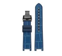 BEUAOCK Compatible With Cartier Pasha Leather Rubber Bottom Strap Special Notch Bracelet 20x12mm Silicone Watchband Men Women Black Blue Brown(Blue-black B)
