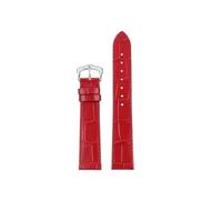 BEUAOCK Compatible With Cartier Santos-Dumont Key Women's Leather Watch Strap Ultra-Thin Quick-Release Leather Band 15mm 17mm 18mm 20mm(Red-silver,20mm)