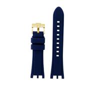 BEUAOCK Compatible With Versace V-Race Dual GMT 29G Watch Replacement Strap Curved End Silicone Band For Men Luxury Watch Modification Accessory(Blue-gold)