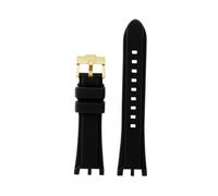 BEUAOCK Compatible With Versace V-Race Dual GMT 29G Watch Replacement Strap Curved End Silicone Band For Men Luxury Watch Modification Accessory(Black-gold)