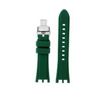 BEUAOCK Compatible With Versace V-Race Dual GMT 29G Watch Replacement Strap Curved End Silicone Band For Men Luxury Watch Modification Accessory(A green-silver)