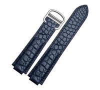 BEUAOCK Crocodile Leather Watch Strap Compatible With Cartier Blue Balloon WSBB0025 W69012Z4 14-8mm 16-8mm 18-11mm 20-12mm 22-14mm Convex Watchband(Blue silver clasp,20-12mm)