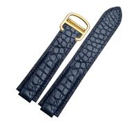 BEUAOCK Crocodile Leather Watch Strap Compatible With Cartier Blue Balloon WSBB0025 W69012Z4 14-8mm 16-8mm 18-11mm 20-12mm 22-14mm Convex Watchband(Blue Gold clasp,20-12mm)