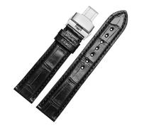 BEUAOCK Crocodile Strap Compatible With Longines Patek Philippe PP Calatrava 5227 5296 BREGUET Classique Bracelet Brown Watchband Belt(A-Black-Silver,19mm)