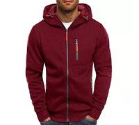 Beudylihy Men's Full Zip Hoodie Men's Casual Zip Up Hoodies Cardigan Hooded Sweatshirt Pullover Jacket Sports Hooded Jacket Fitness Running Coat, red, L