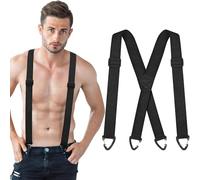 beueyfr Heavy Duty X-Back Work Braces, Adjustable Suspenders with Snap Hooks, Non-Slip Secure Fastening for Tradesmen & Builders - Black