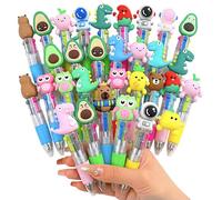 beueyfr Kids Multicolor Pens 4 in 1, 24 Pack Mini Cute Cartoon Ballpoint Pens, Retractable Colored Pens for School, Party Favors, Classroom Rewards, Gift for Kids