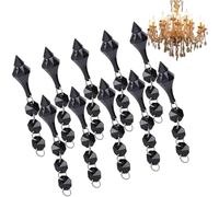 Beufee 10PCS Crystal Pendant Clear Crystal Teardrop, 10cm / 3.9in Black Acrylic Crystals Prisms Glass Tip Beads Chandelier Icicle Drops Hanging Beads Chandelier Chain Irregular for DIY Craft (Black)