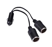 Beufee 2-Way Cigarette Lighter Cable, 12v/24v Plug Male To 2-Way Female Cigarette Lighter Adapter 1 To 2 Car Cigarette Lighter for Car